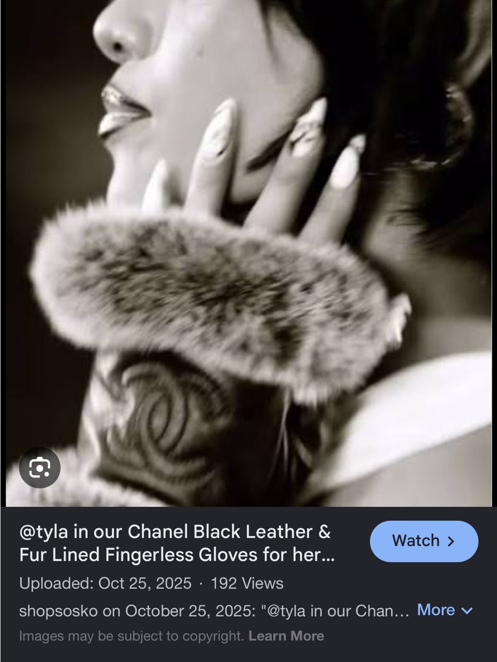 CHANEL Black Quilted Leather Gloves with Grey Fur & Crystal CC Emblem - Picture 12 of 14